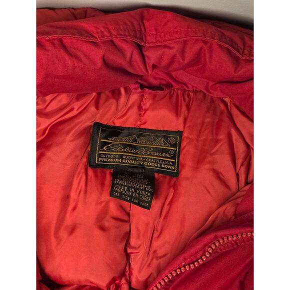 Vintage Eddie Bauer Winter Coat Womens Large Red Goose Down SnowLine Sled Puffer - Picture 3 of 10